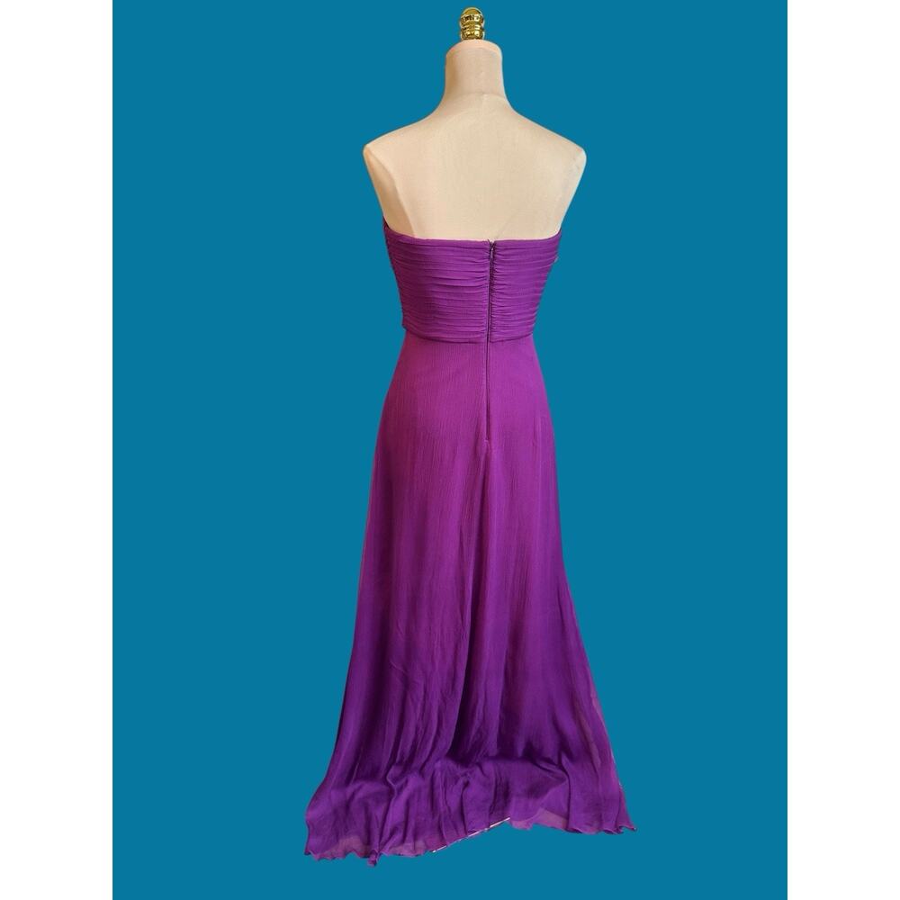 Tadashi Shoji Silk Purple Strapless Gown Sz 8 Ruched Formal Evening Maxi Dress - Picture 4 of 15